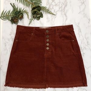 Burnt Orange Corduroy Mini Skirt